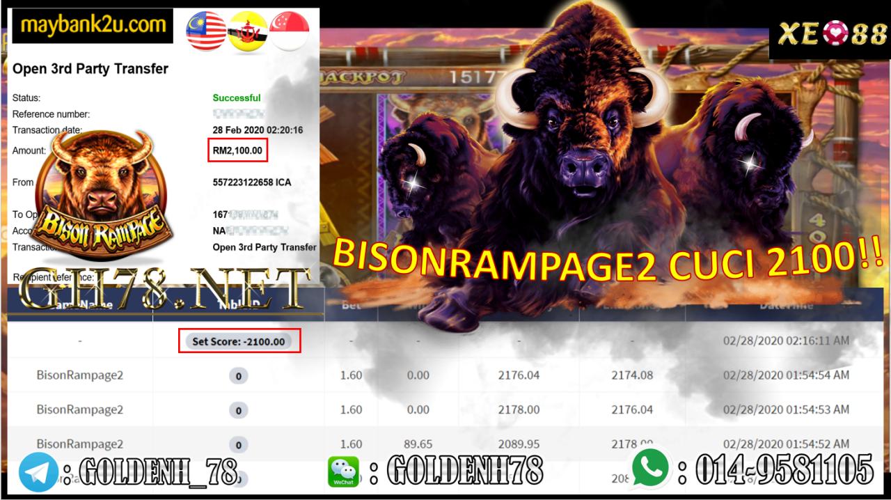 2020 NEW YEAR !!! MEMBER MAIN XE88, BISONRAMPAGE2 , WITHDRAW RM2100!!!