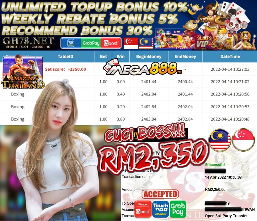 MEGA888 '' AMAZING THAILAND '' CUCI RM 2,350 ♥