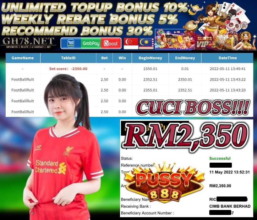 PUSSY888 '' FOOTBALL RULT '' CUCI RM 2,350 ♥