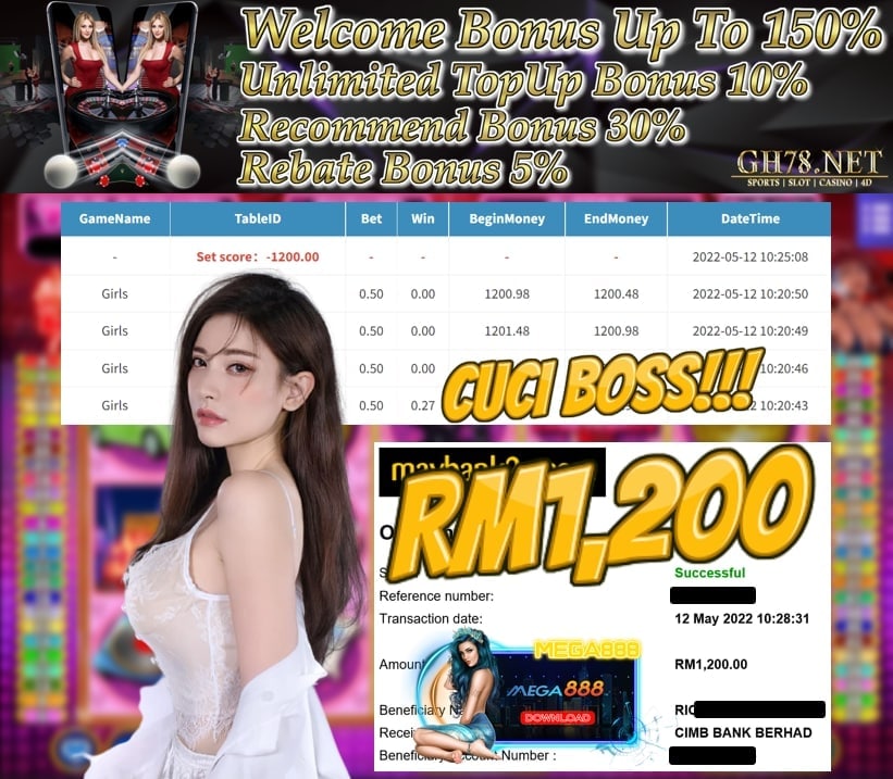 MEGA888 '' GIRLS '' CUCI RM 1,200 ♥