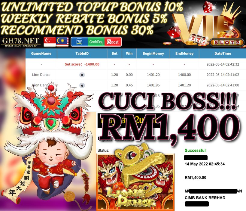 MEGA888 '' LION DANCE '' CUCI RM 1,400 ♥