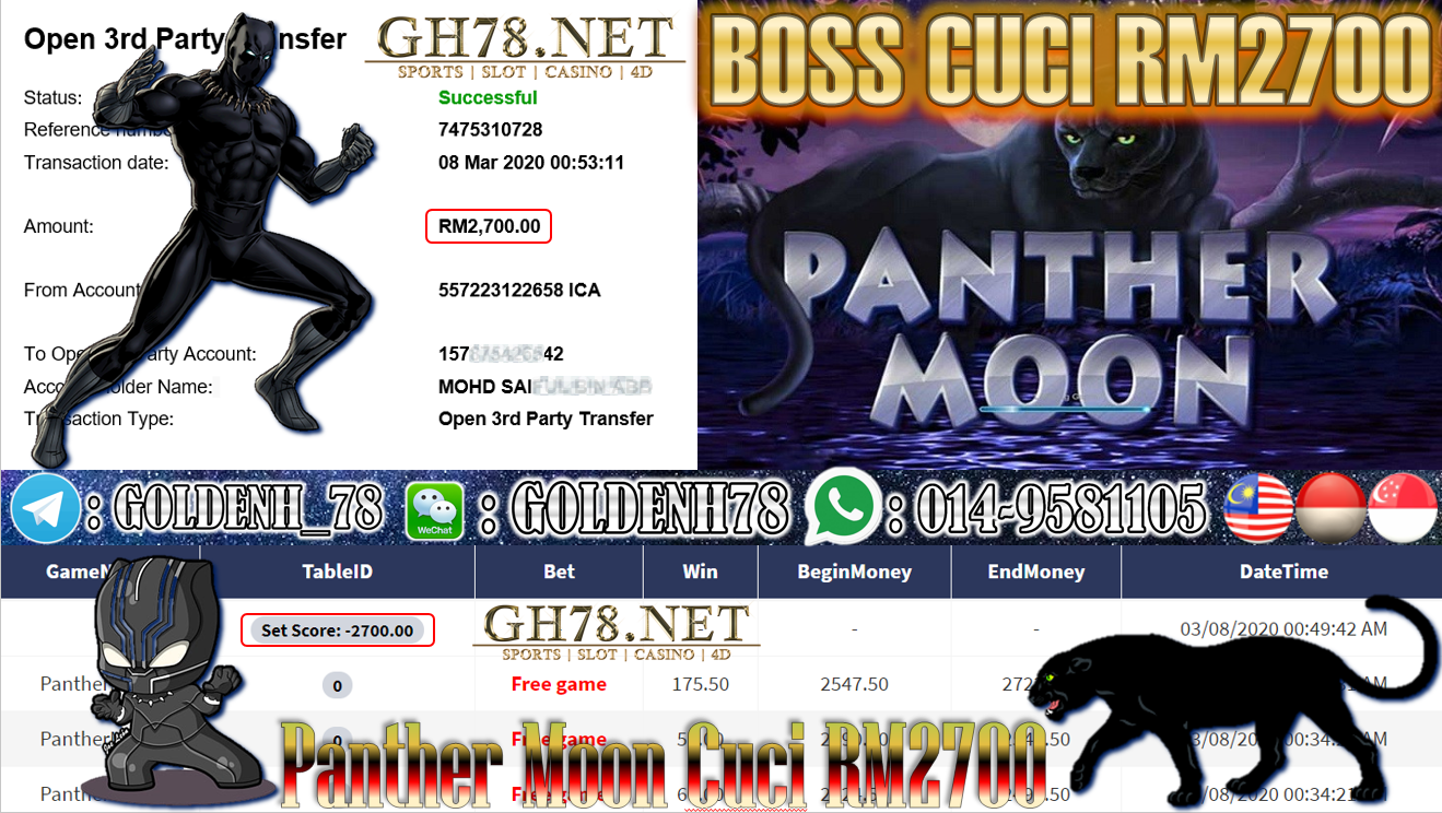 MEMBER MAIN XE88 GAME PANTHER MOON MINTA OUT RM2700!!!! 