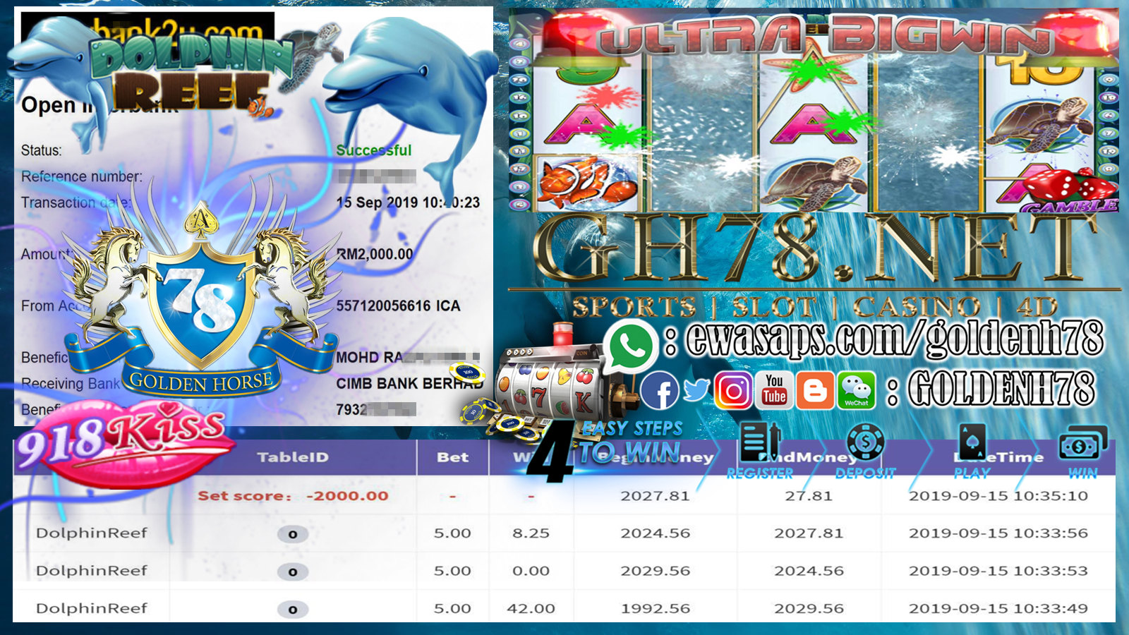 MEMBER MAIN GAME DOLPHINREEF MINTA CUCI RM2000 !!!