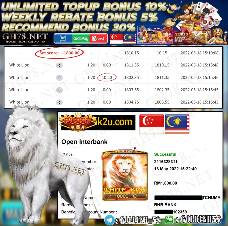 PUSSY888 '' WHITE LION '' CUCI RM 1,800 ♥