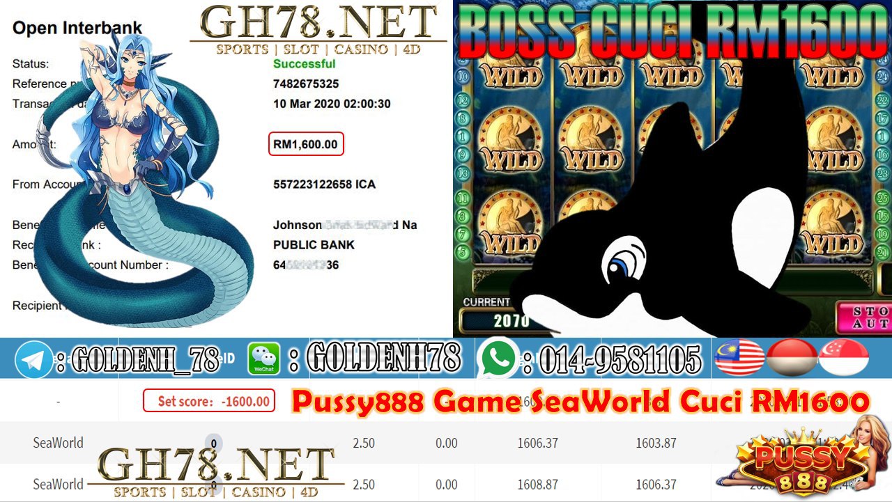 MEMBER MAIN PUSSY888 GAME SEAWORLD MINTA OUT RM1600!!!! 