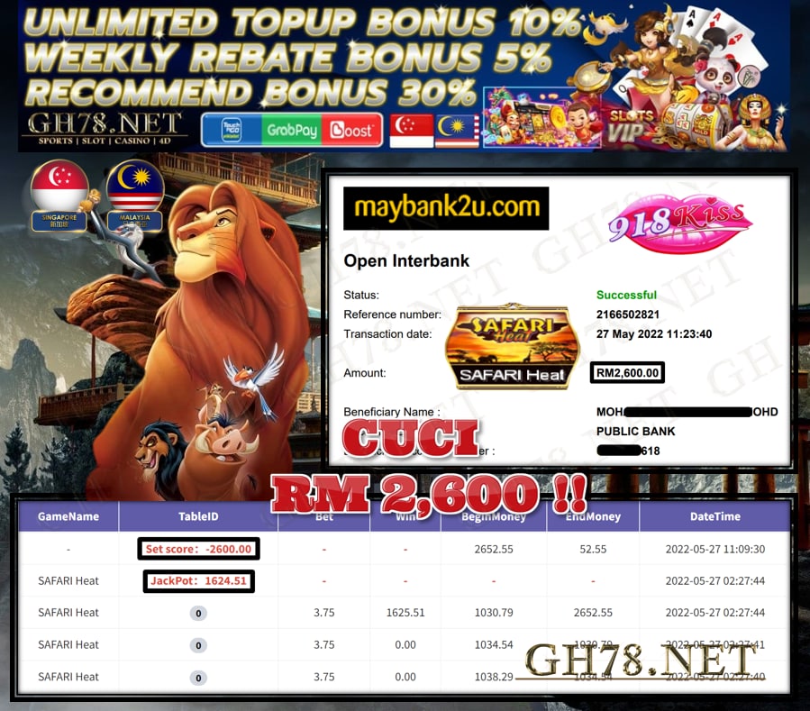 918KISS '' SAFARI HEAT '' CUCI RM 2,600 ♥