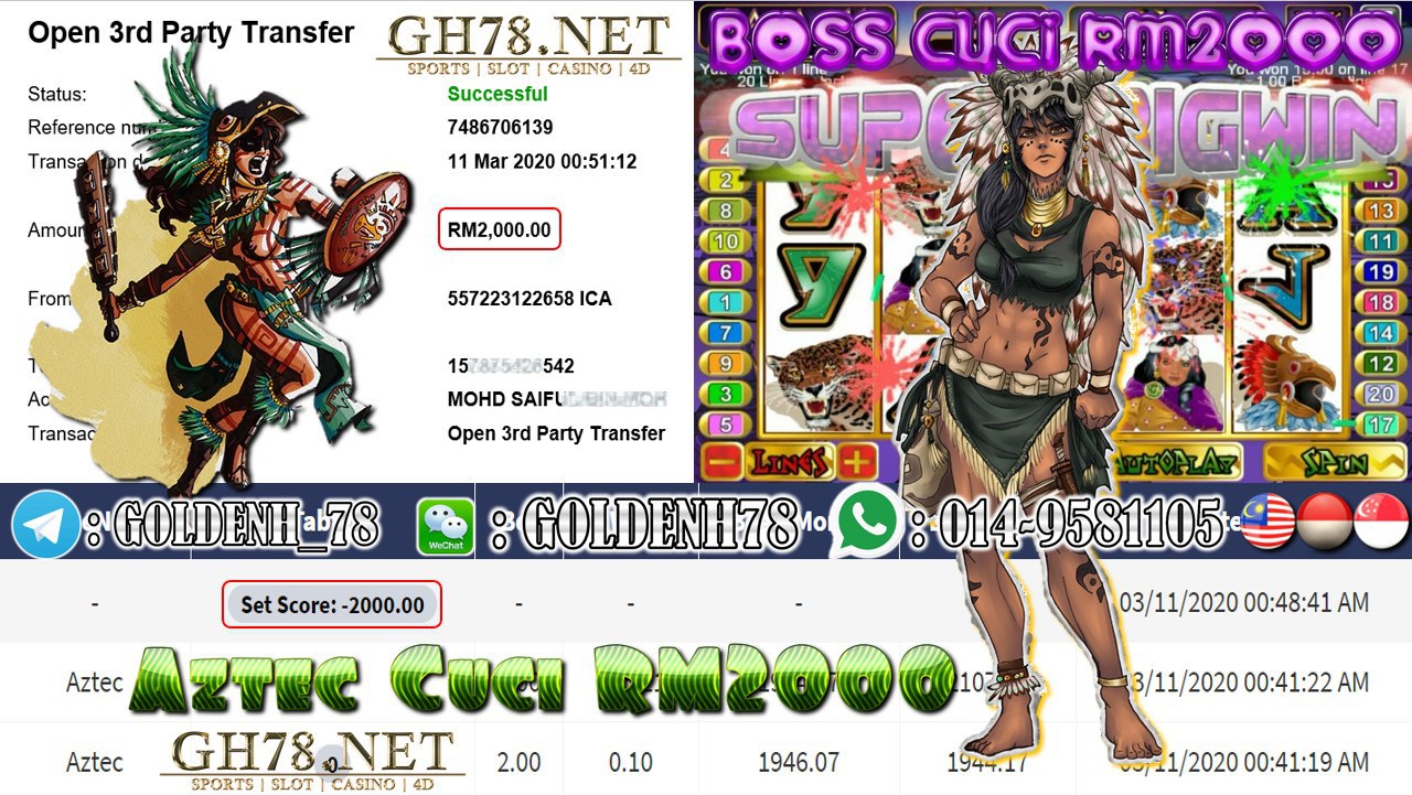 MEMBER MAIN XE88 GAME AZTEC MINTA OUT RM2000!!!! 