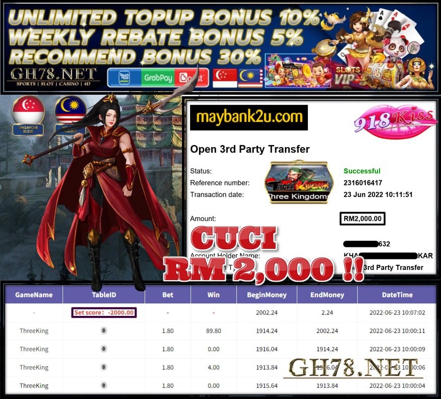 918KISS '' THREEKING '' CUCI RM2,000 ♥