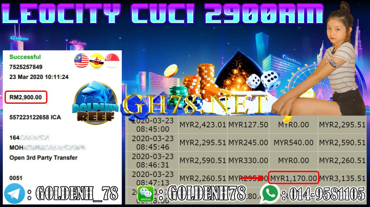 MEMBER MAIN LEOCITY88 GAME DOLPHINREEF MINTA OUT RM2900!!!!