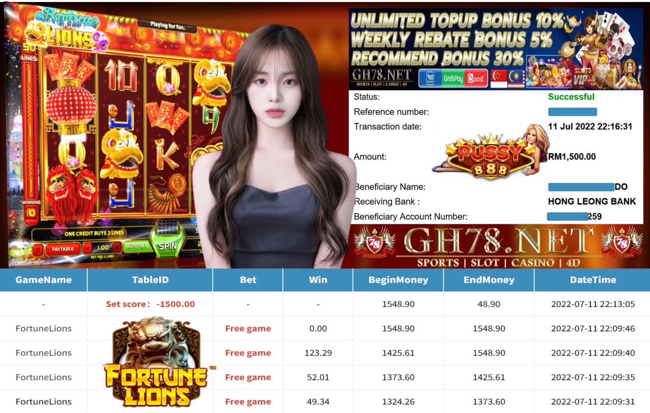PUSSY888 '' FORTUNE LIONS '' CUCI RM 1,500 ♥