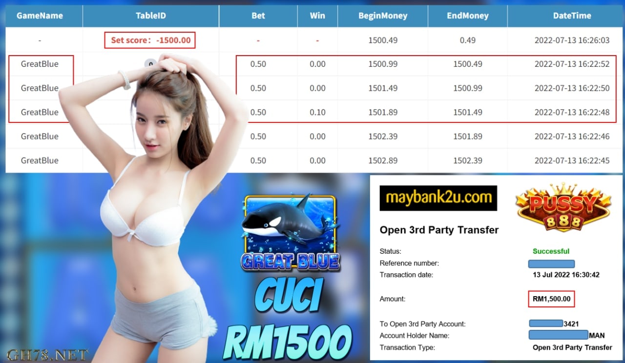 PUSSY888 '' GREAT BLUE '' CUCI RM 1,500 ♥