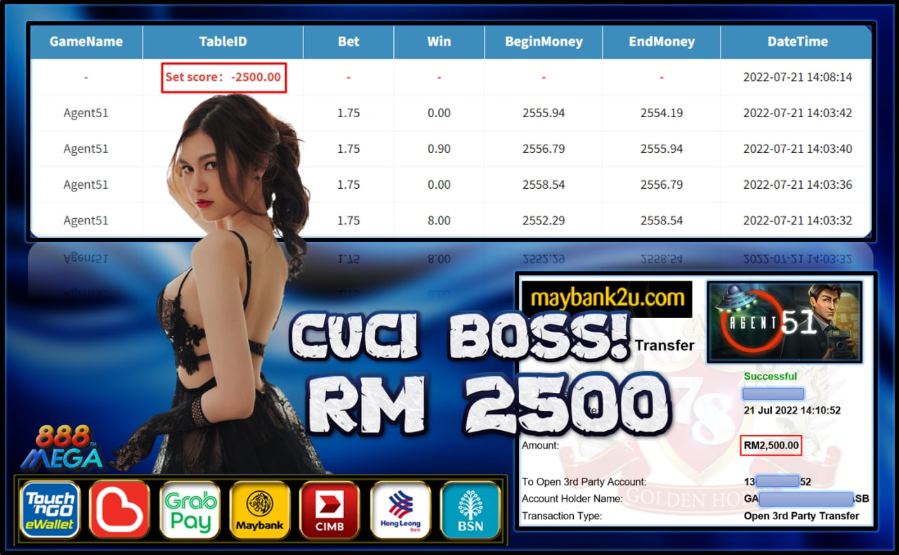 MEGA888 '' AGENT 51 '' CUCI RM 2,500 ♥