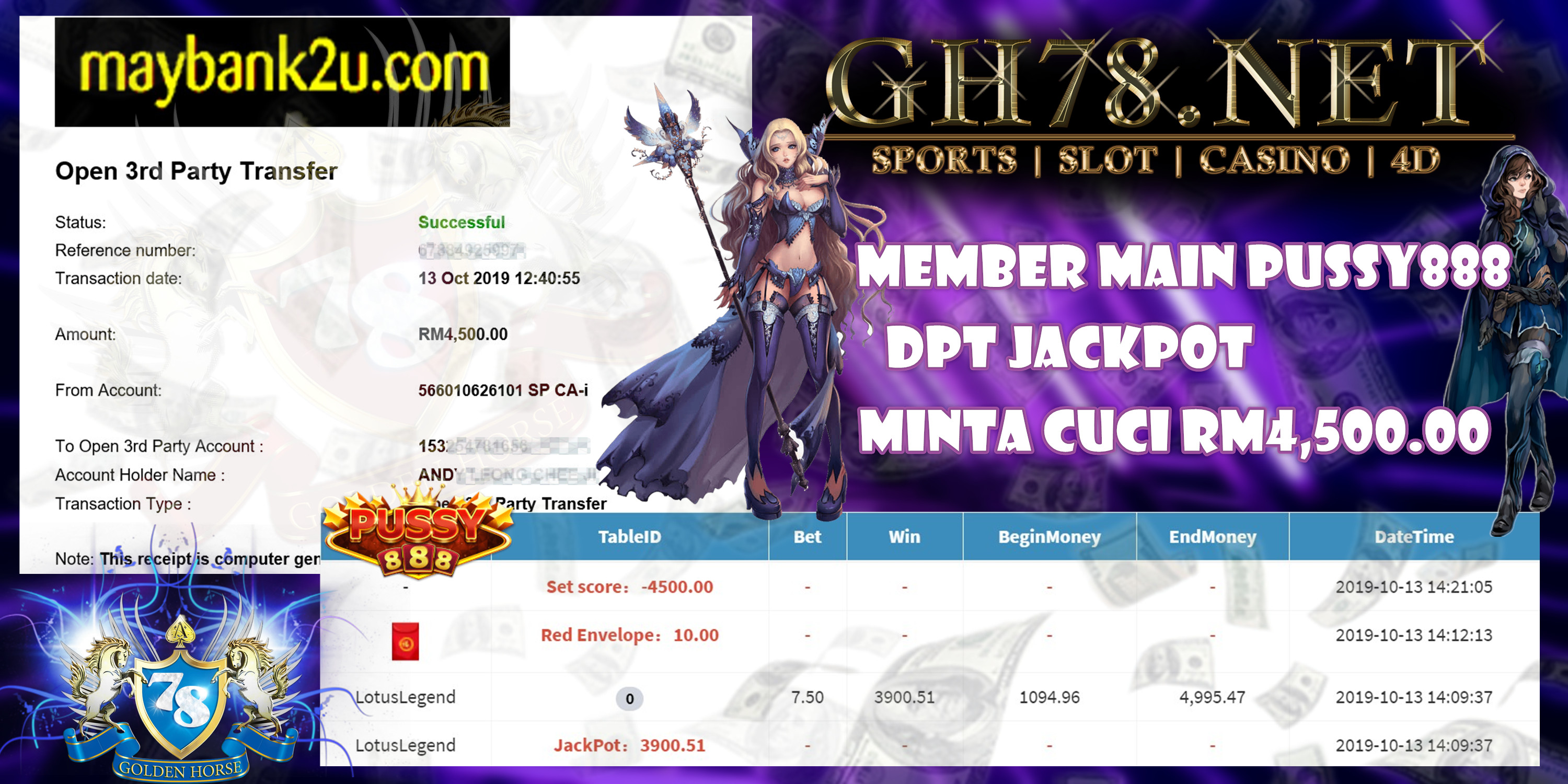 MEMBER MAIN GAME PUSSY888 MINTA OUT RM4,500