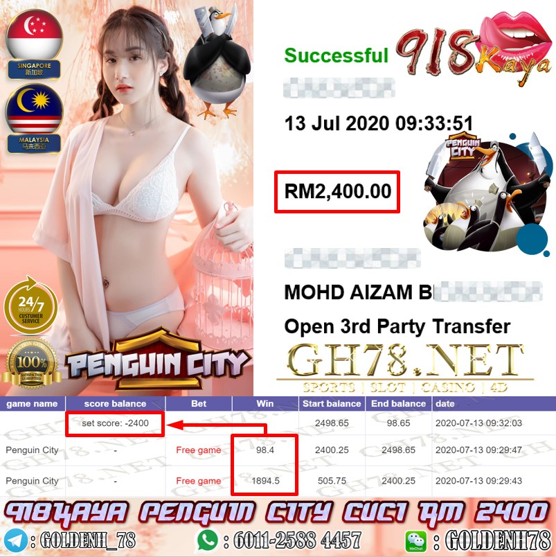918KAYA PENGUIN CITY DAPAT FREE GAME CUCI RM 2400