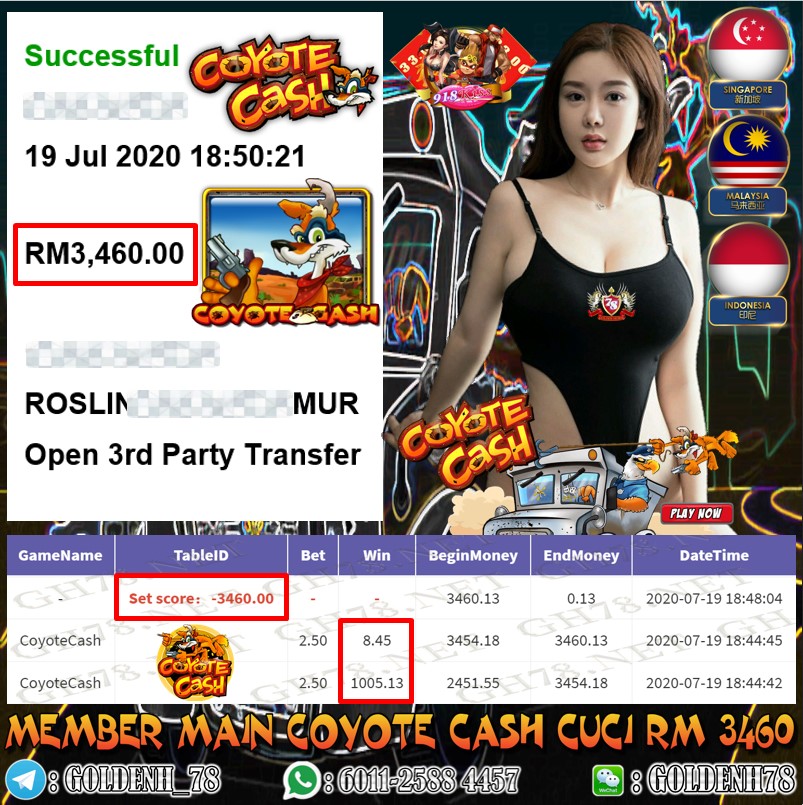 918KISS MEMBER MAIN COYOTE CASH OUT RM3460