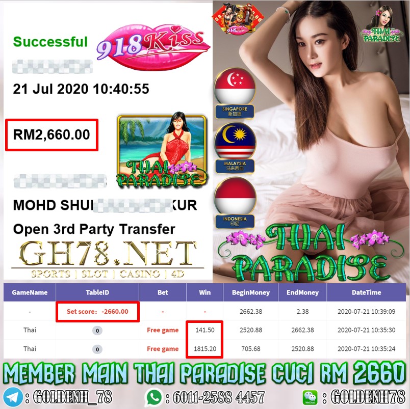 918KISS FREE GAME MEMBER MAIN THAI PARADISE CUCI RM2660
