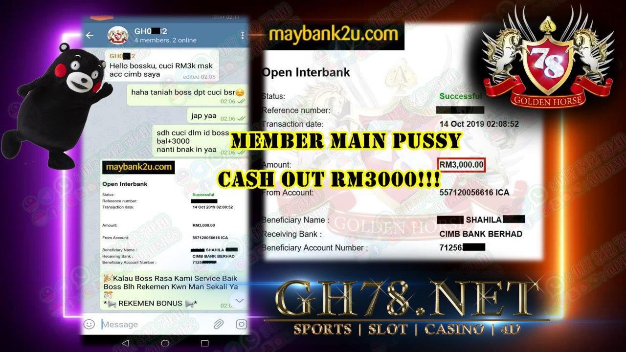 MEMBER MAIN PUSSY888 CASH OUT RM3000!!! 