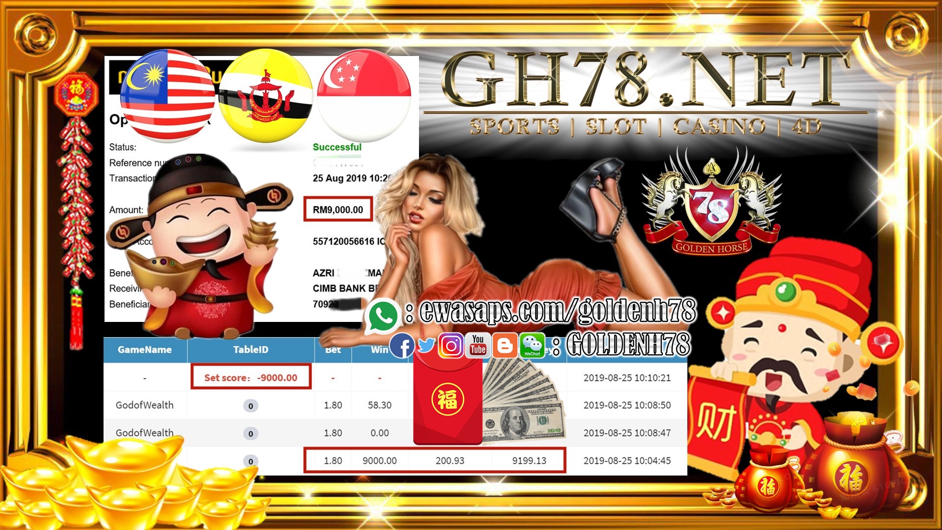 MEMBER MAIN GAME 918KISS FT.GODOFWEALTH MINTA OUT RM9,000