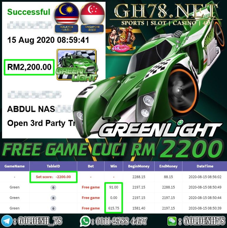 918KISS GREEN LIGHT CUCI RM2200