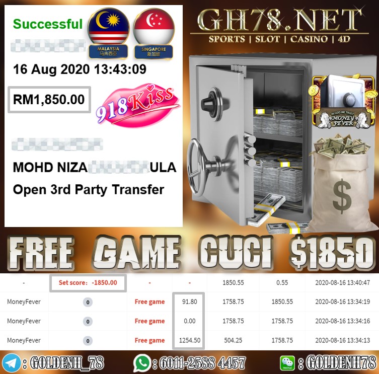 918KISS MONEY FEVER FREE GAME KAW KAW CUCI RM1850