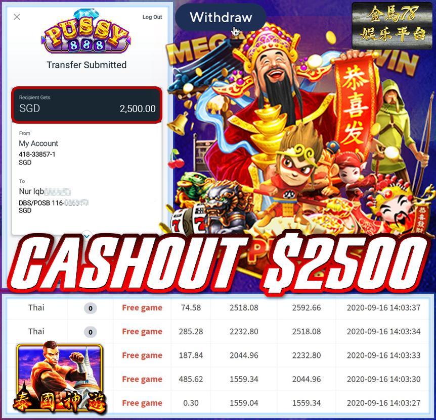 MEMBER PLAY PUSSY888 CASHOUT $2500
