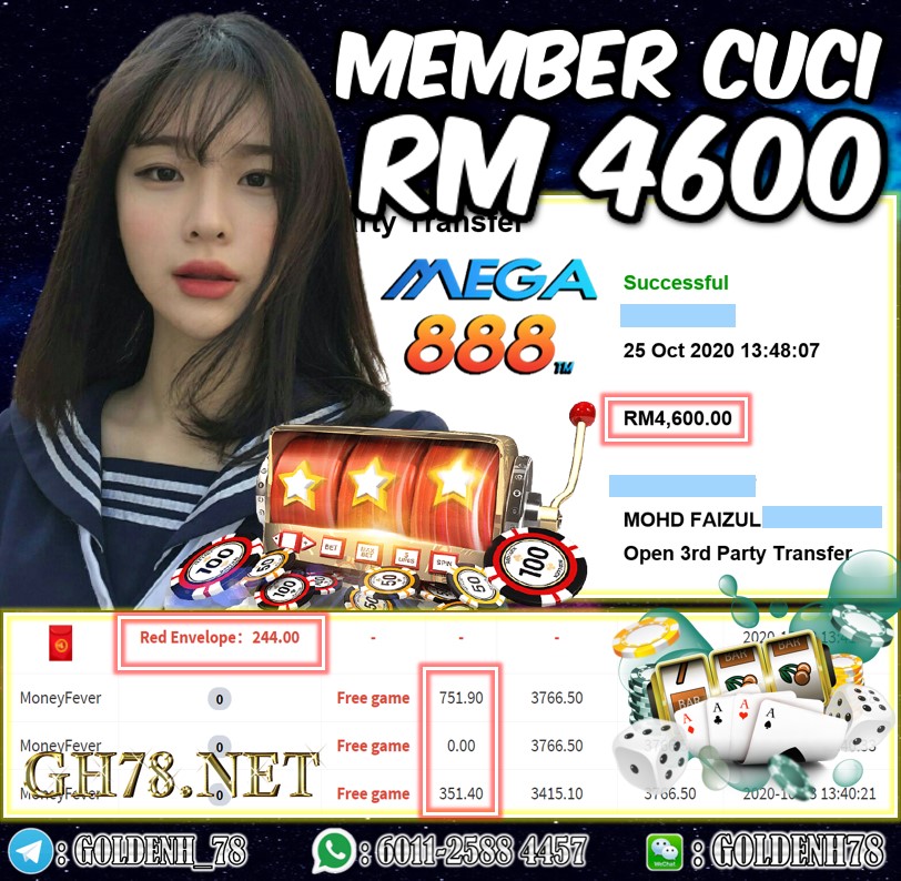 MEMBER MAIN MEGA888 FT. MONEY FEVER CUCI RM4600