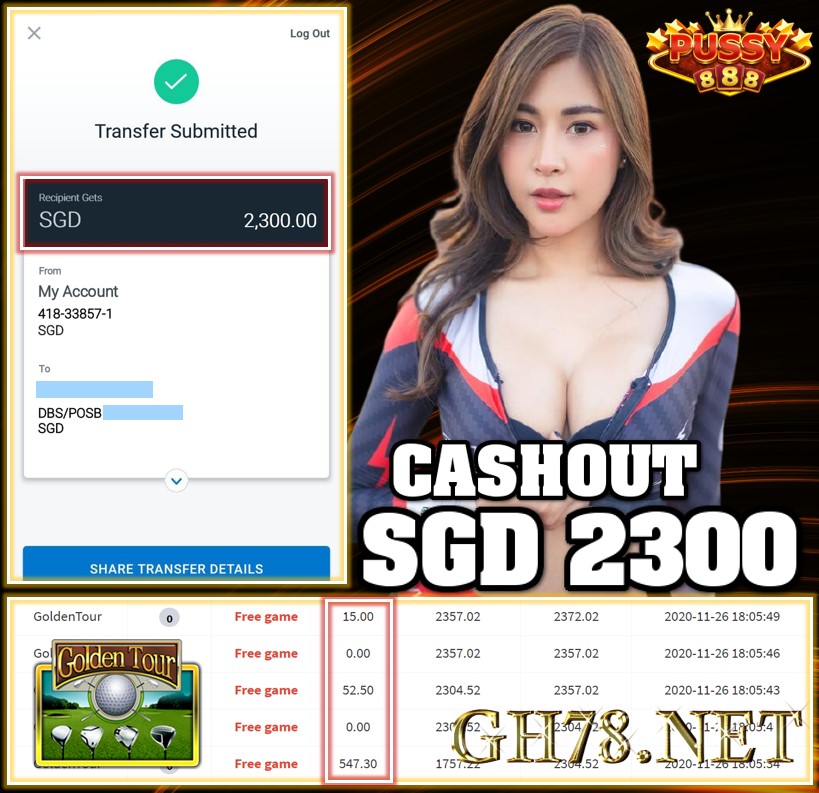 MEMBER PLAY PUSSY888 CASHOUT SGD2300 !!!