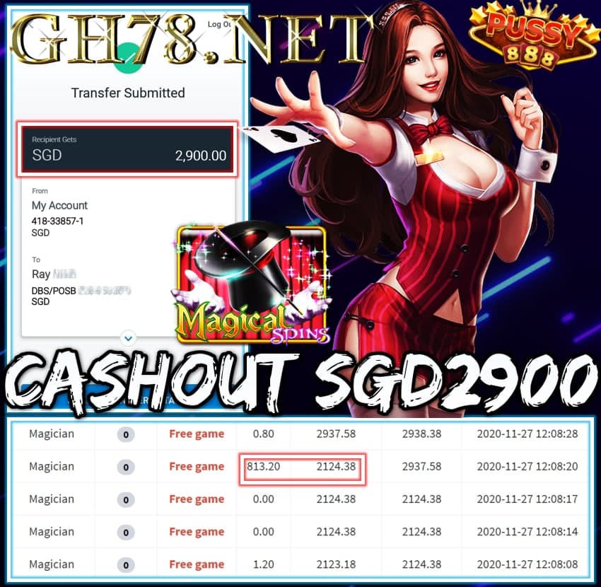 MEMBER PLAY PUSSY888 CASHOUT SGD2900 !!!