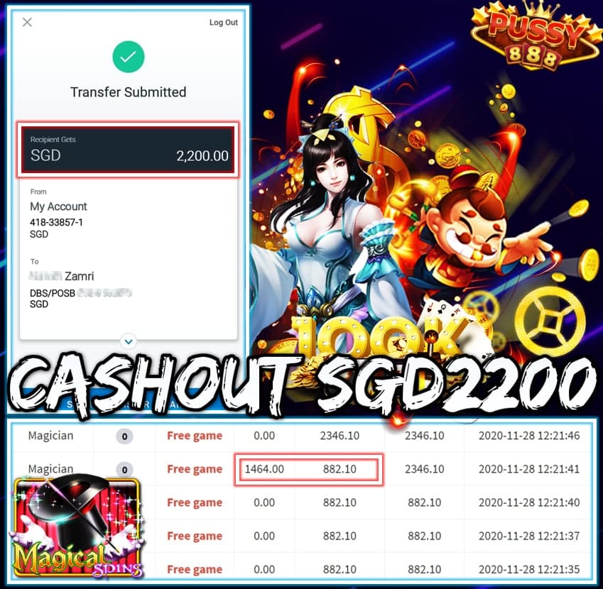MEMBER PLAY PUSSY888 CASHOUT SGD2200!!!