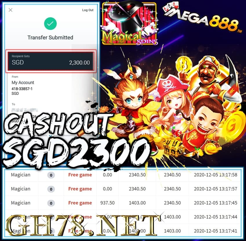 MEMBER PLAY MEGA888 CASHOUT SGD2300 !!!