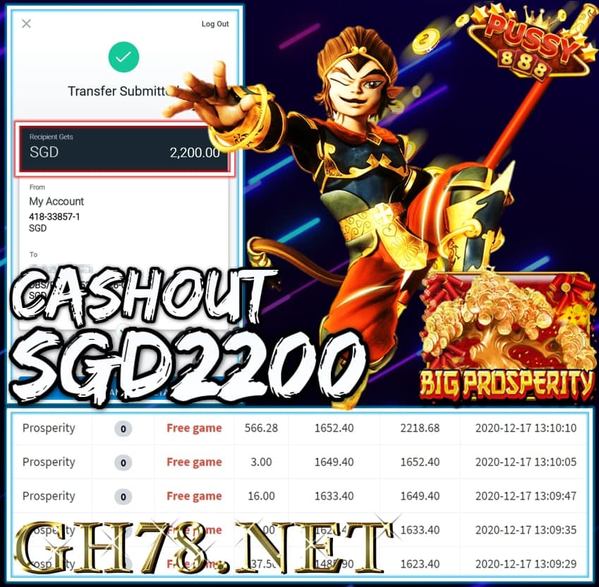 MEMBER PLAY PUSSY888 CASHOUT SGD2200 !!!