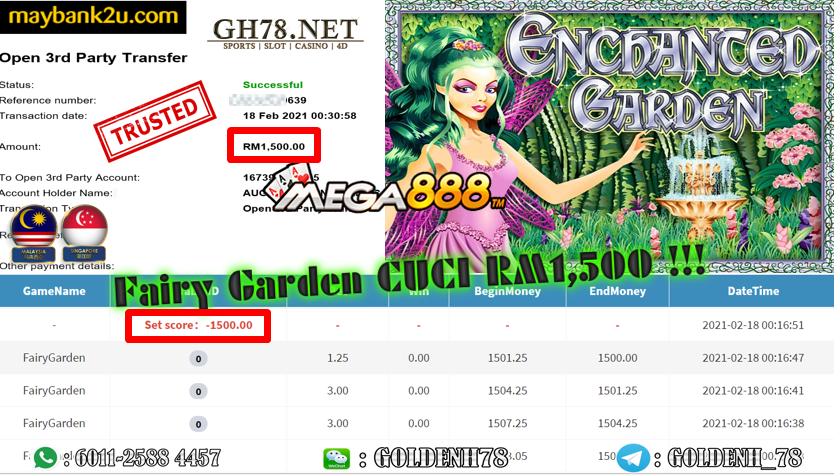 FAIRY GARDEN GAME CASHOUT RM1500 JOIN NOW WITH US AT GH78.NET !!