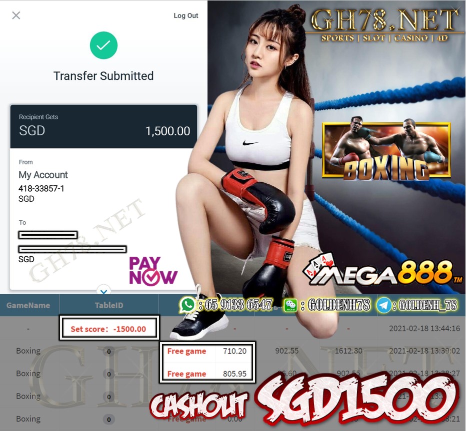 MEGA888 BOXING GAME CASHOUT SGD3700 JOIN NOW WITH US AT GH78.NET !!