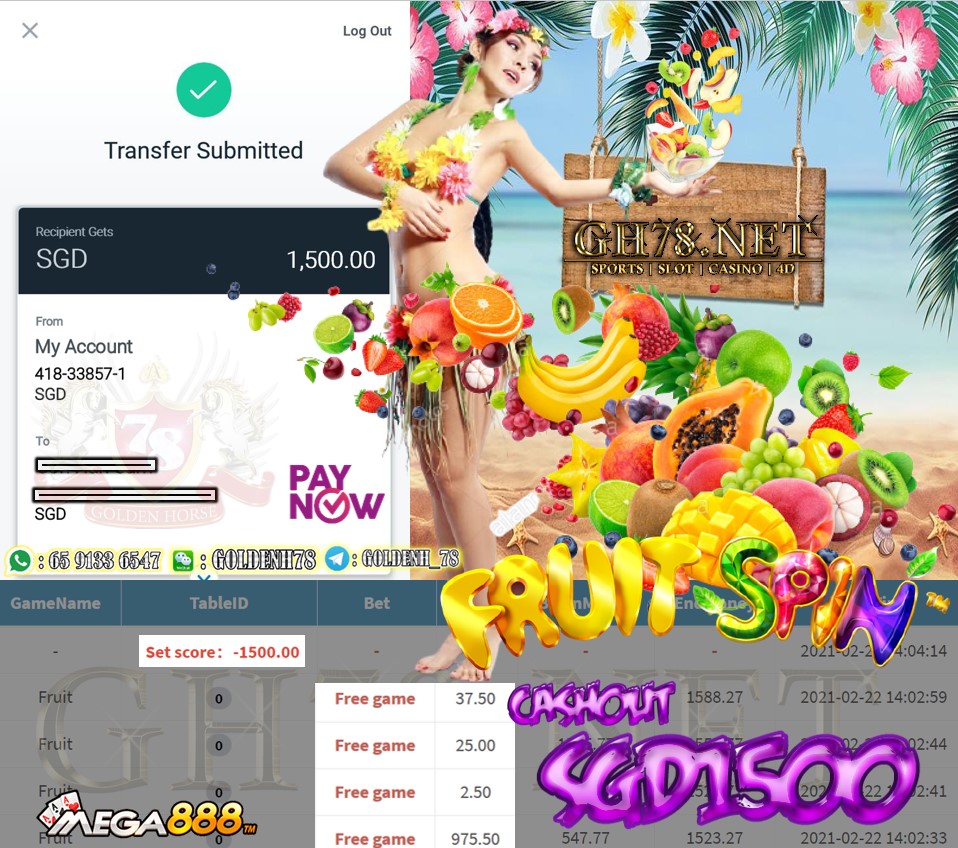 PUSSY888 FRUIT GAME CASHOUT $S1500