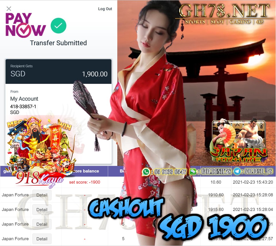 918KAYA JAPAN GAME CASHOUT $S1900