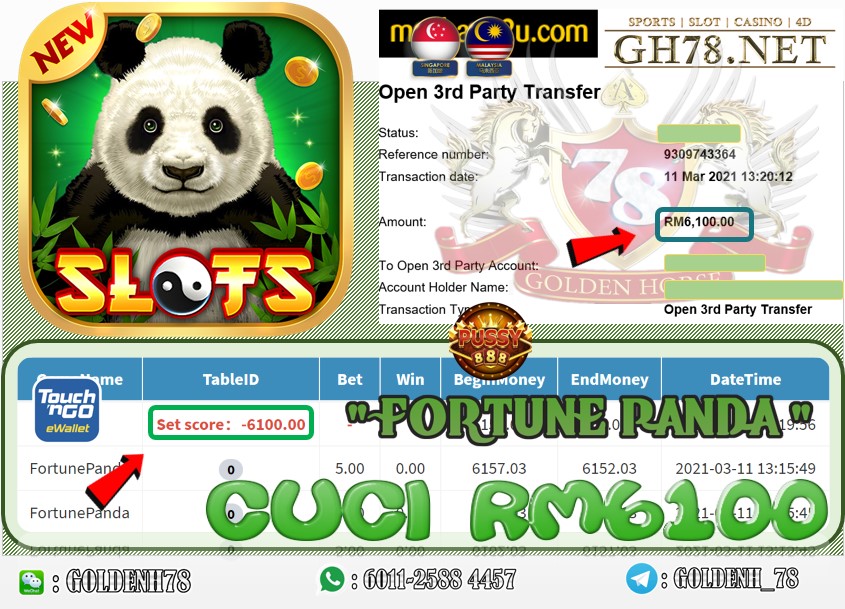 PUSSY888 FORTUNE PANDA GAME CUCI RM6100 JOIN NOW WITH US AT GH78.NET !!