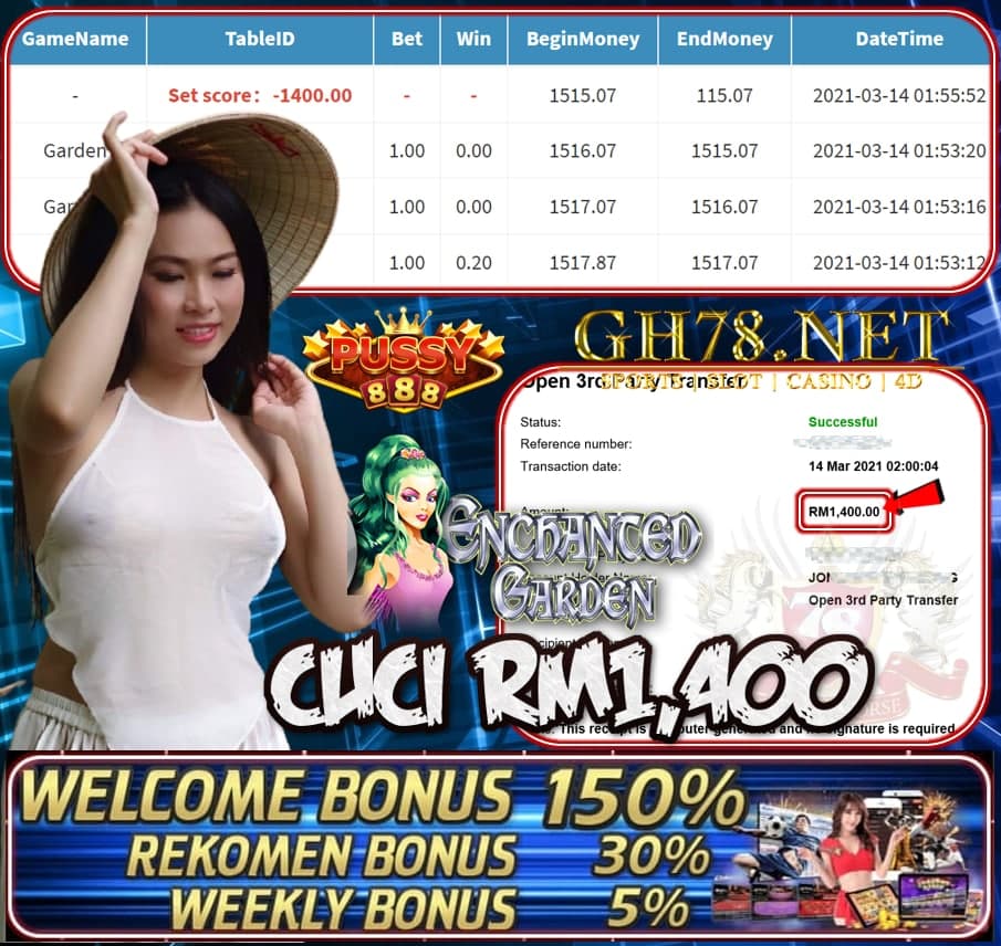 PUSSY888 GARDEN GAME CUCI RM1400 JOIN NOW WITH US AT GH78.NET !!
