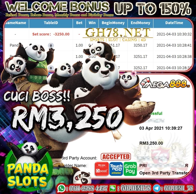 MEGA888 PANDA GAME CUCI RM3,250