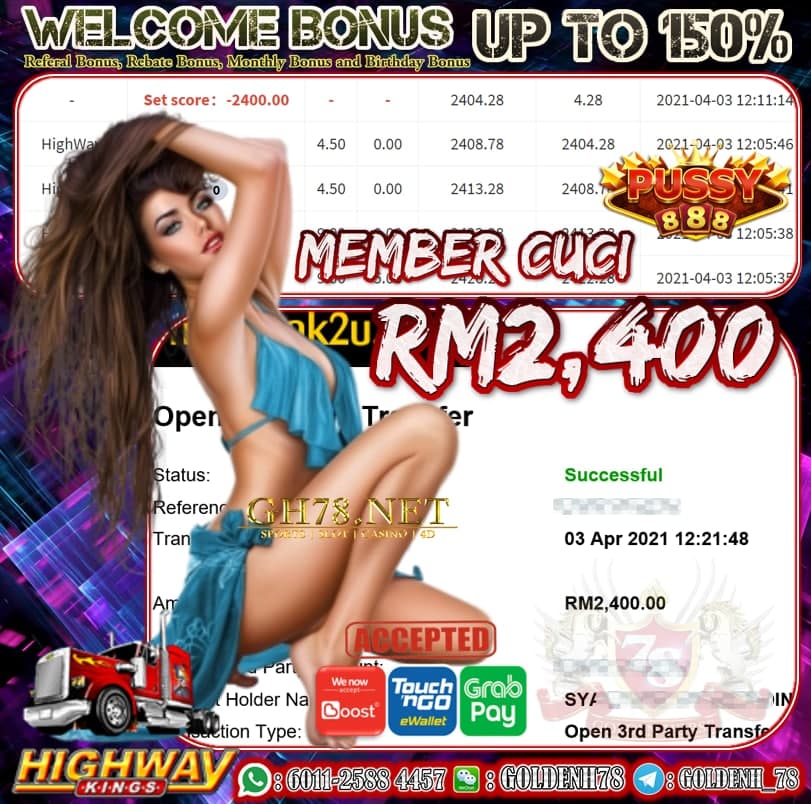 PUSSY888 HIGHWAY GAME CUCI RM2400