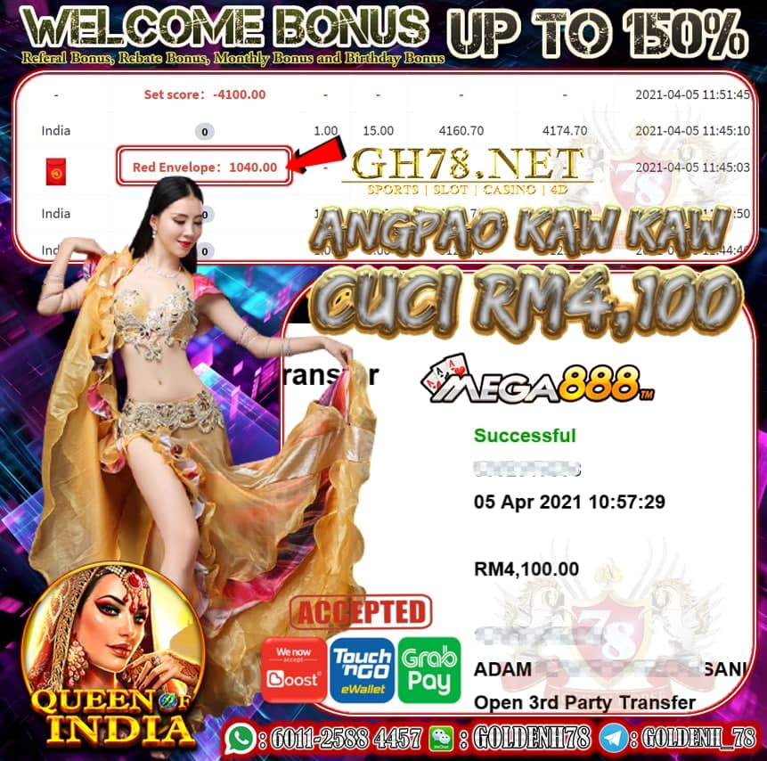 MEGA888 INDIA GAME CUCI RM4,100