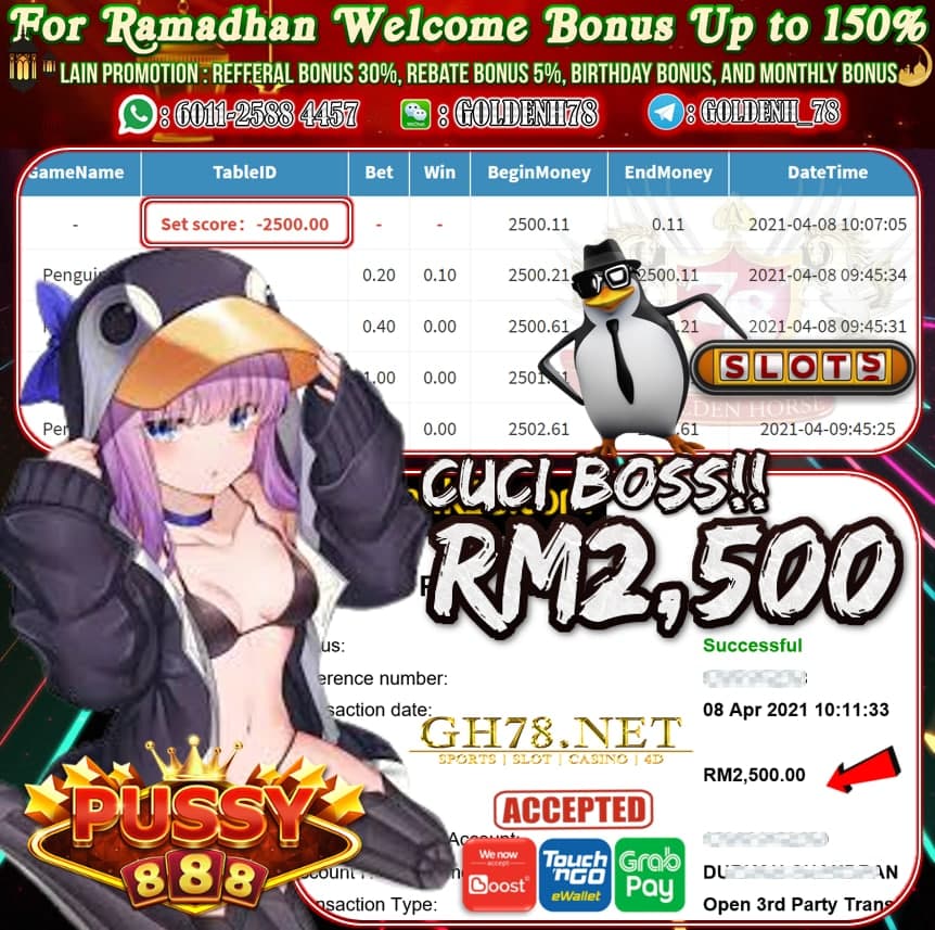PUSSY888 PENGUIN GAME CUCI RM2,500