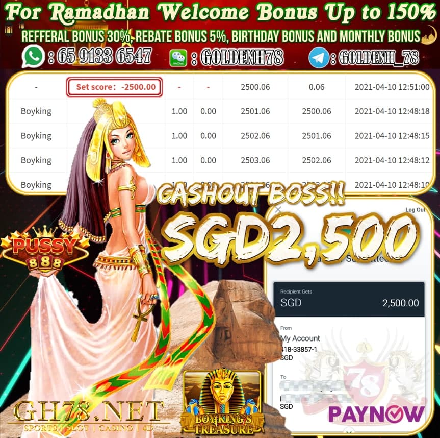 PUSSY888 BOYKING GAME CASHOUT $S2500