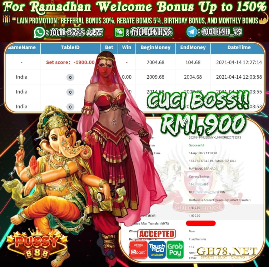 PUSSY888 INDIA GAME CUCI RM1,900