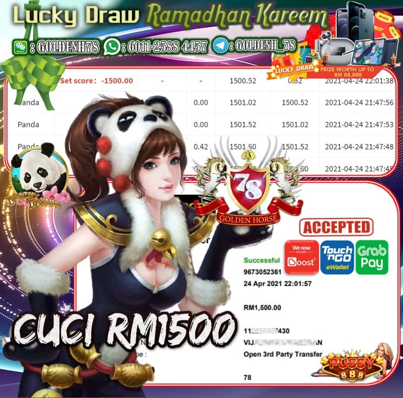 PUSSY888 PANDA GAME CUCI RM1500