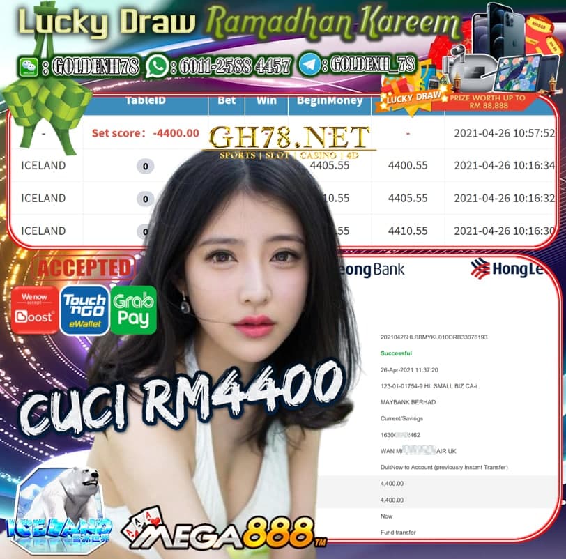 MEGA888 ICELAND GAME CUCI RM4400