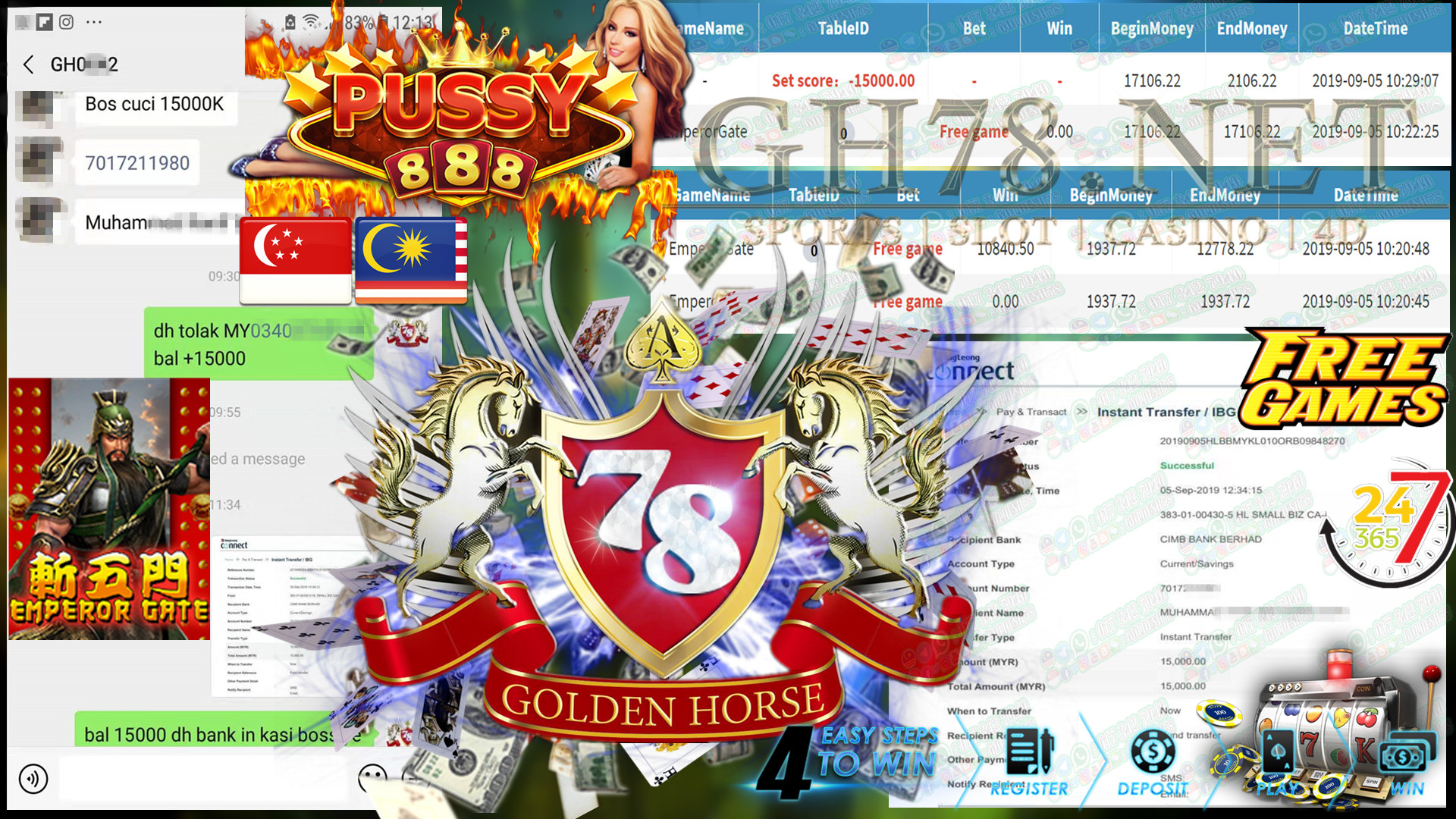 MAIN GAME PUSSY888 FT.EMPERORGATE MINTA OUT RM15,000