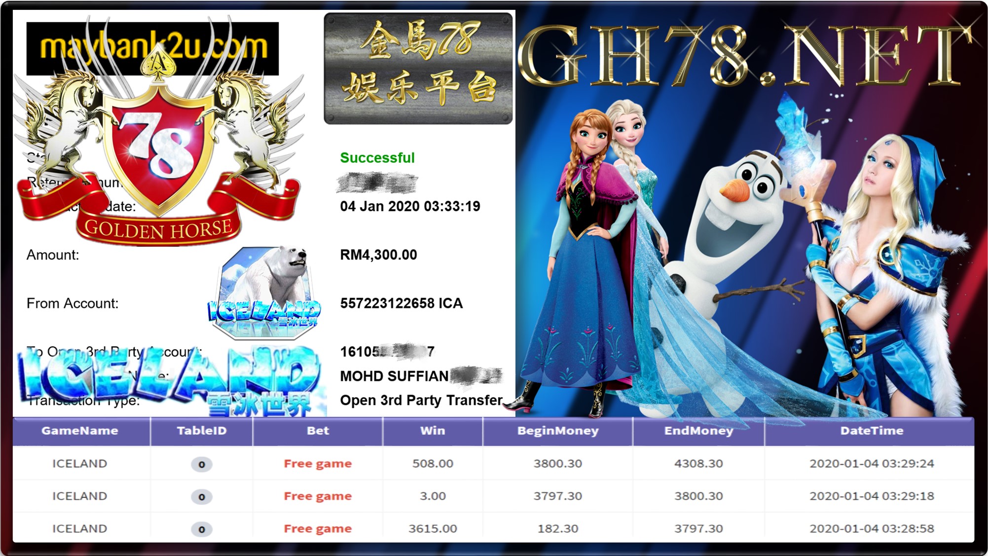 2020 NEW YEAR !!! MEMBER MAIN 918KISS FT.ICELAND WITHDRAW RM4300 !!!
