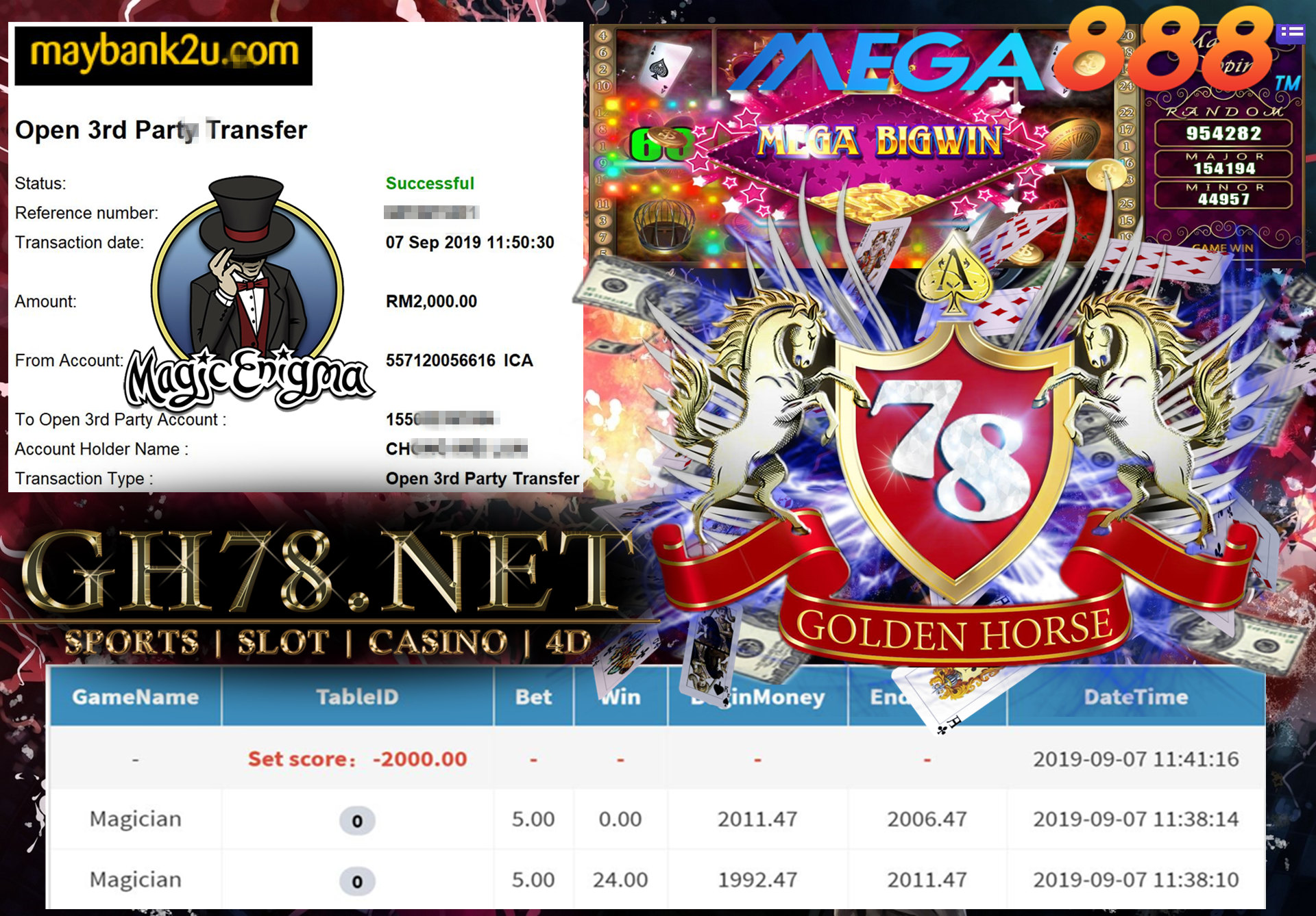 MAIN GAME MEGA888 FT.MAGICIAN MINTA OUT RM2,000