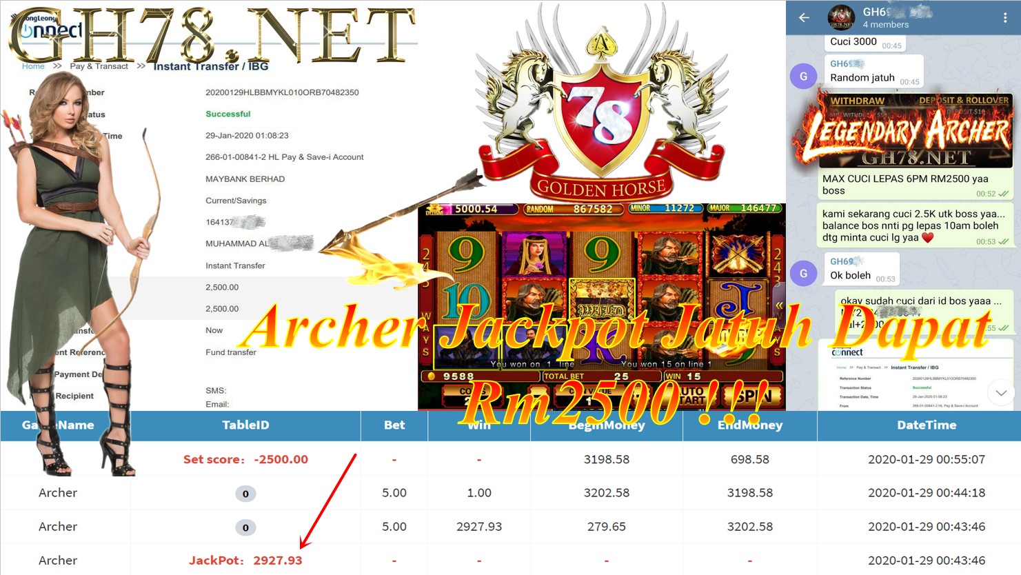 2020 NEW YEAR !!! MEMBER MAIN PUSSY888, ARCHER , WITHDRAW RM2500!!!!	