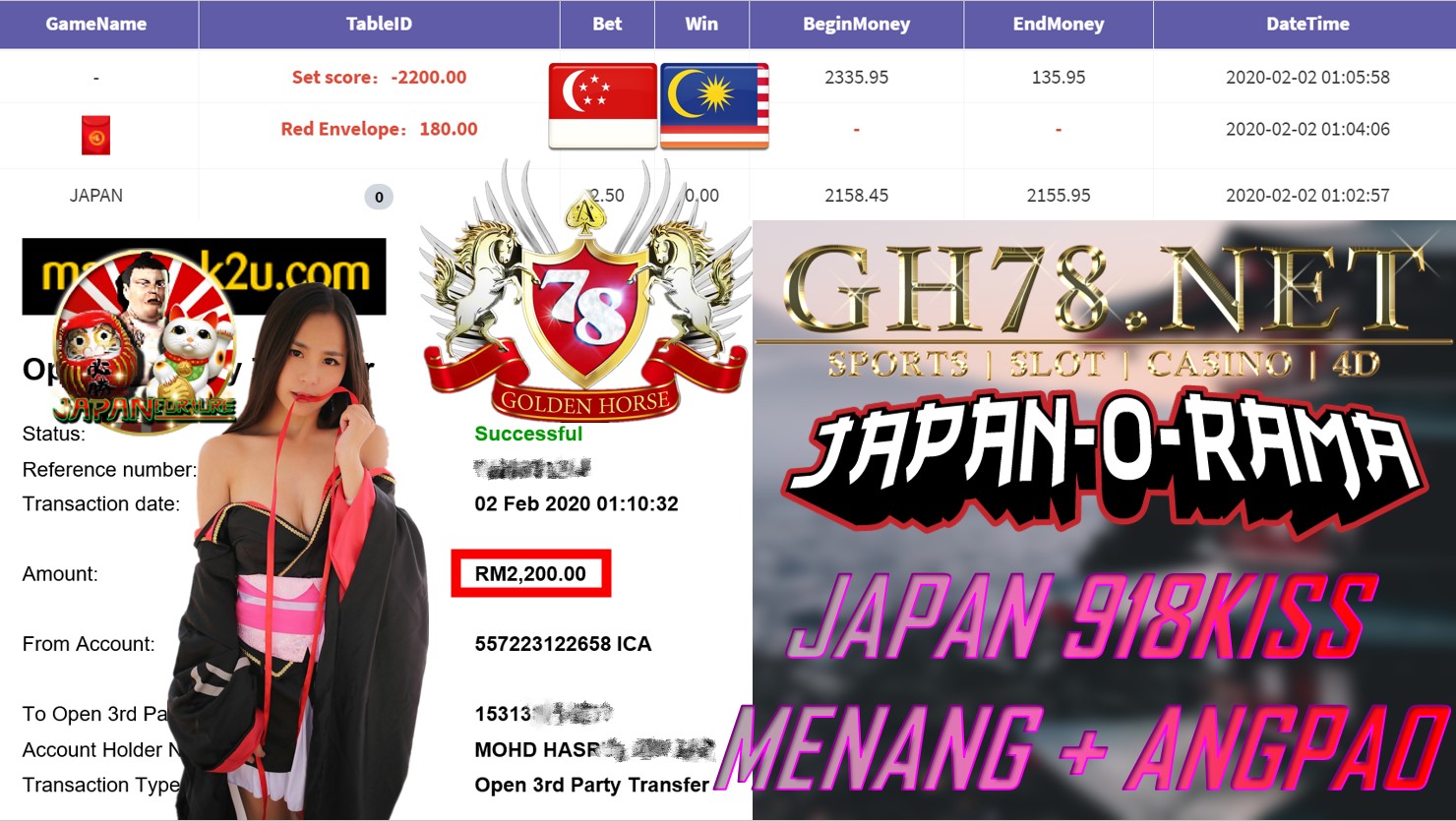 2020 NEW YEAR !!! MEMBER MAIN 918KISS, JAPAN + ANGPAO ,WITHDRAW RM2200 !!!